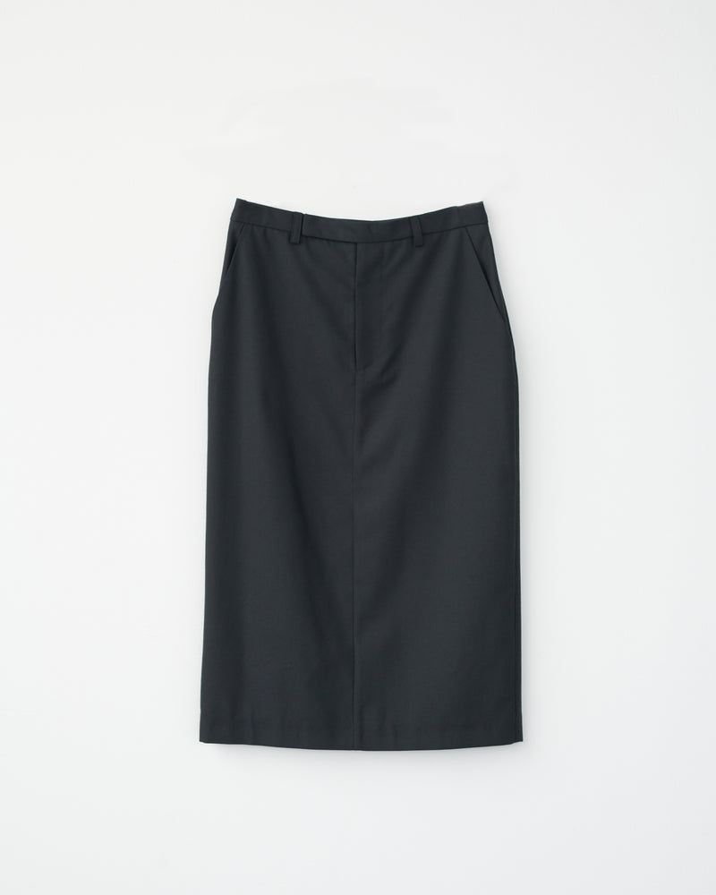 Fine wool long pencil skirt