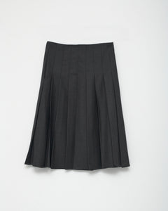 Fine Wool Pleated Midi Skirt