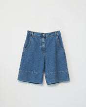 Hemp/cotton wide leg denim shorts
