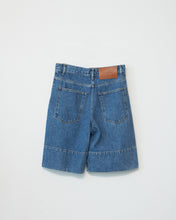 Hemp/cotton wide leg denim shorts