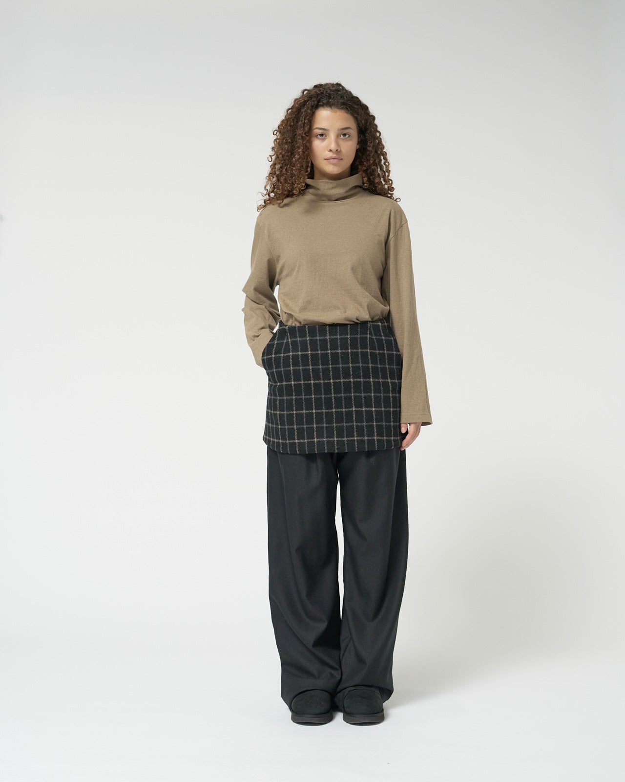 Kjellerup check wool mini skirt