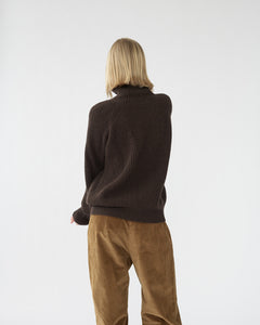 Shetlands wool large rib turtleneck jumper