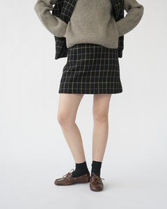 Kjellerup check wool mini skirt