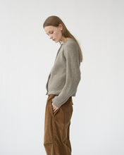 Shetlands wool large rib cardigan.