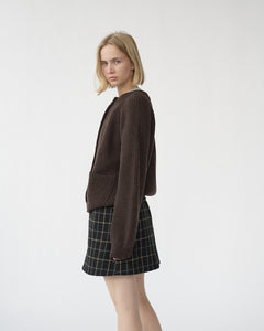 Shetlands wool large rib cardigan.