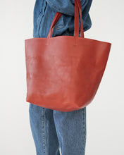 Full Grain Leather Tote Bag red