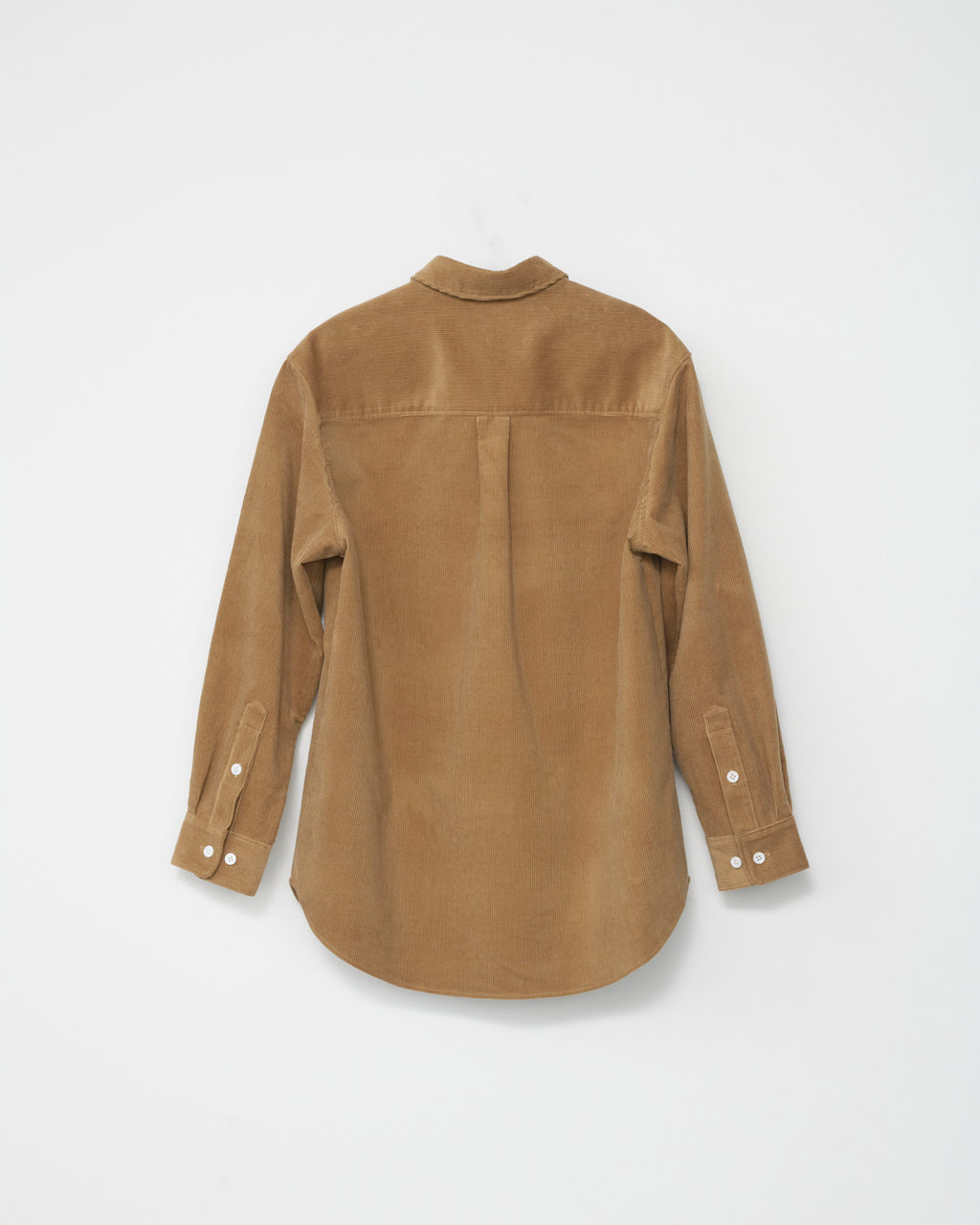 Brown corduroy shirt on a white background. Back view 