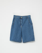 Hemp/cotton wide leg denim shorts