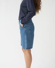 Hemp/cotton wide leg denim shorts
