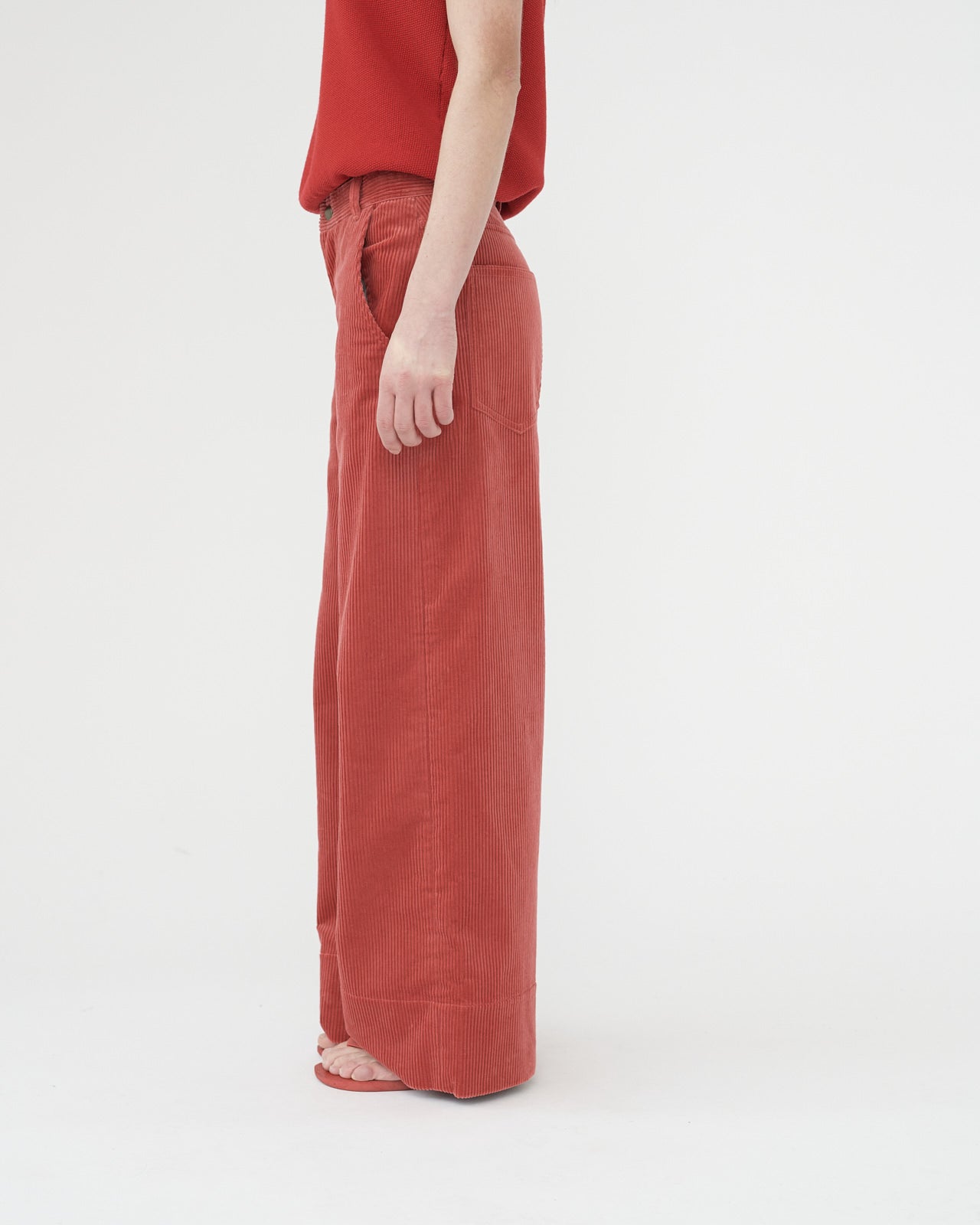 Corduroy wide pants